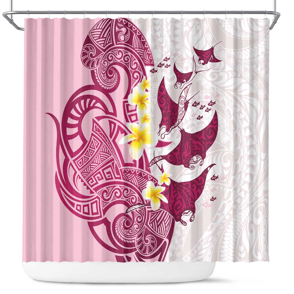 Maori Manta Ray Plumeria Royal Pink Shower Curtain LT01 Pink - Polynesian Pride