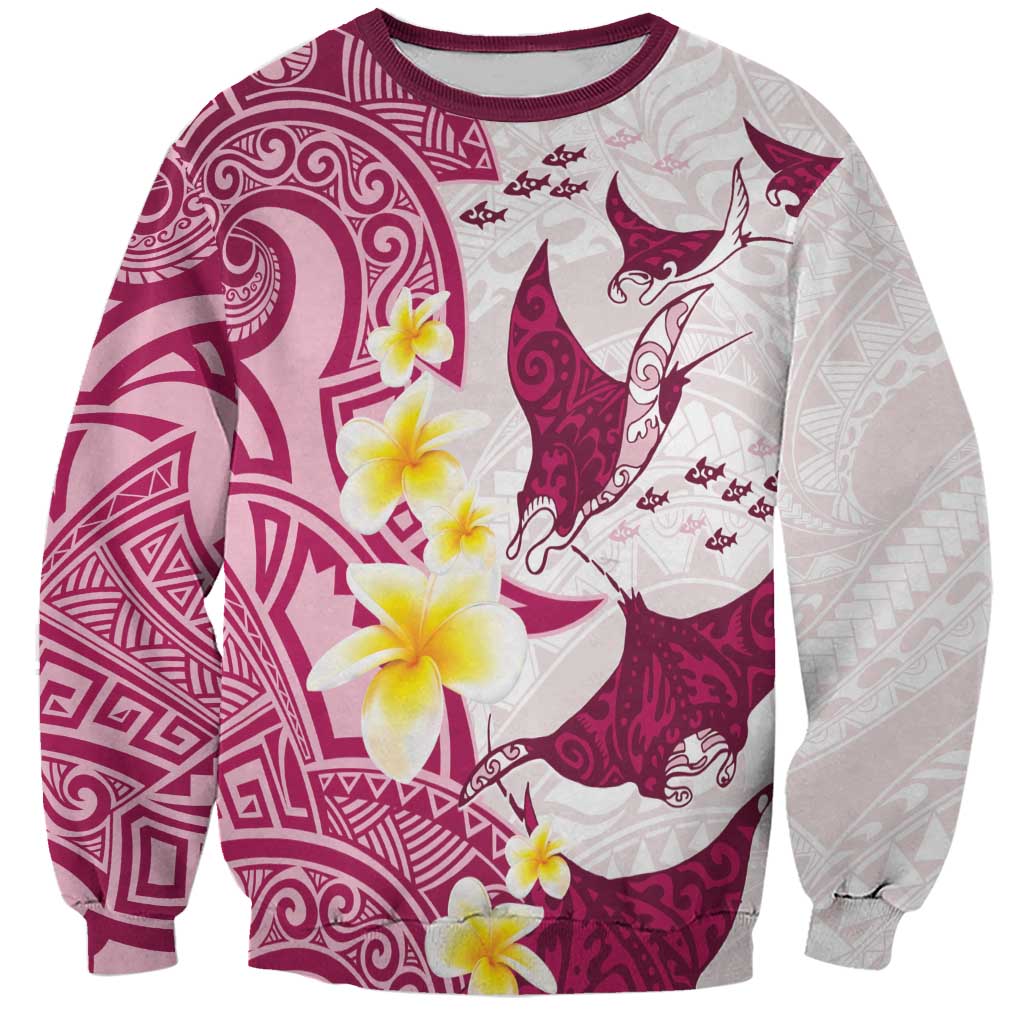 Maori Manta Ray Plumeria Royal Pink Sweatshirt