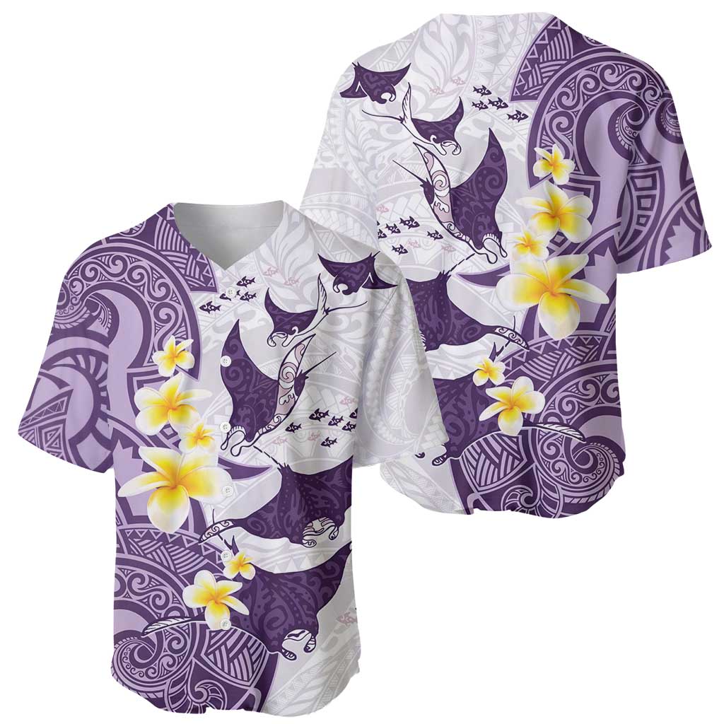 Maori Manta Ray Plumeria Deep Purple Baseball Jersey LT01 - Polynesian Pride