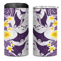 Maori Manta Ray Plumeria Deep Purple 4 in 1 Can Cooler Tumbler