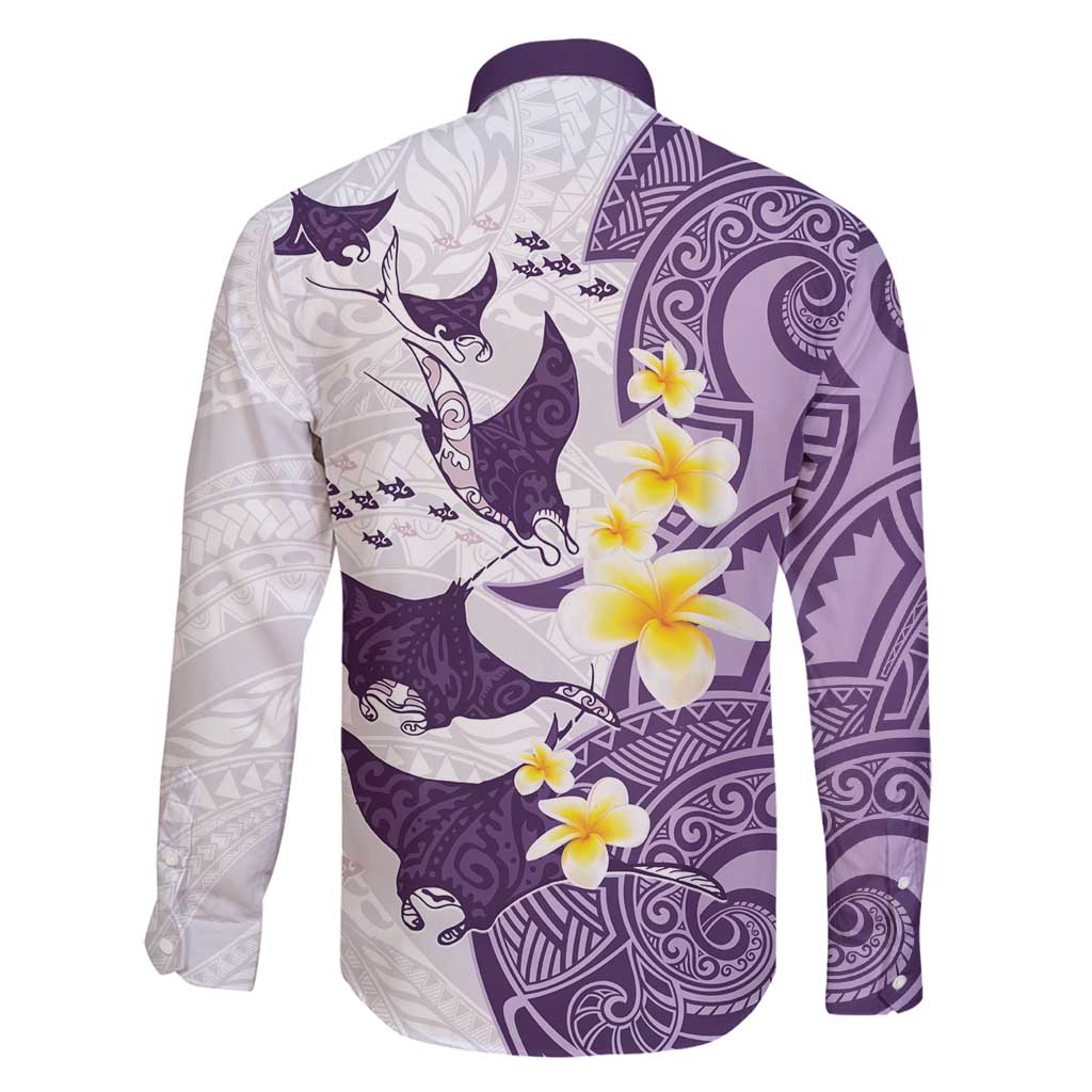 Maori Manta Ray Plumeria Deep Purple Family Matching Summer Maxi Dress and Hawaiian Shirt LT01 - Polynesian Pride