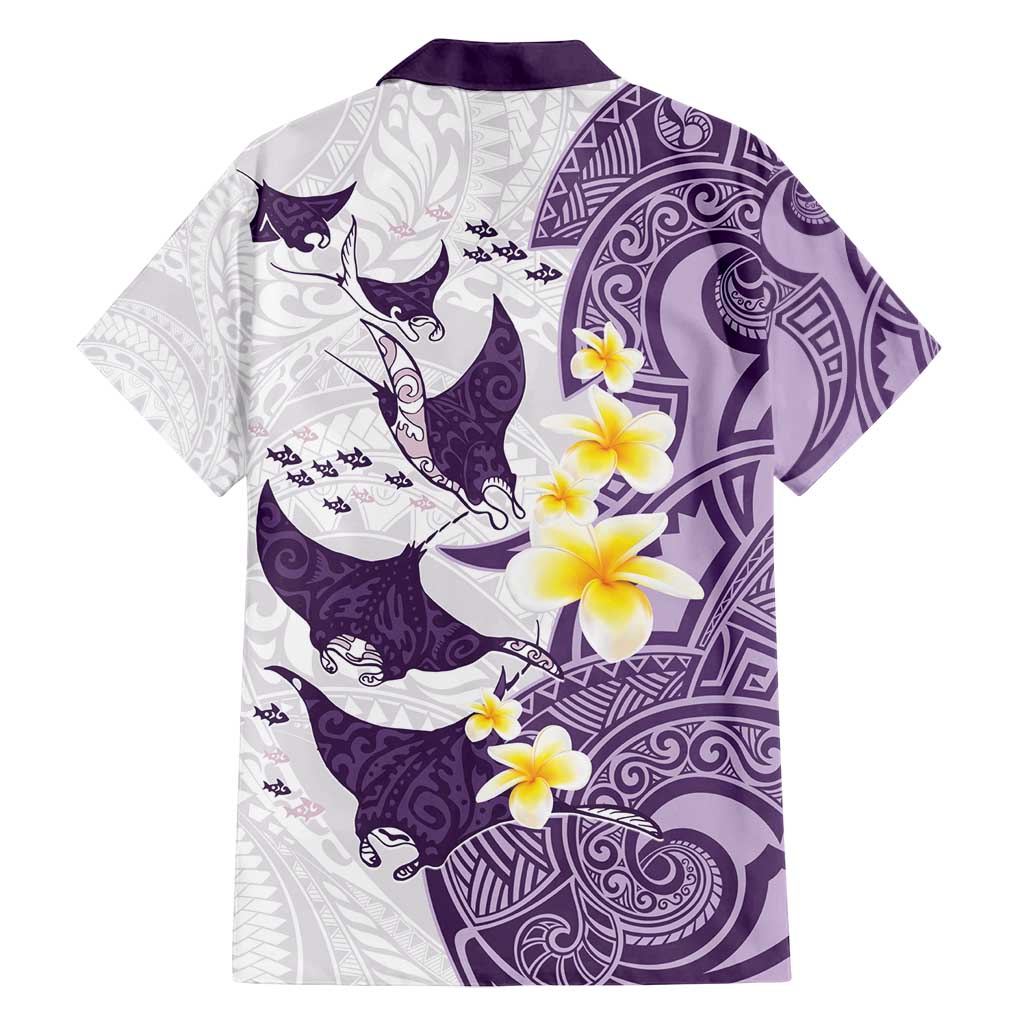 Maori Manta Ray Plumeria Deep Purple Family Matching Tank Maxi Dress and Hawaiian Shirt LT01 - Polynesian Pride
