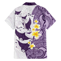Maori Manta Ray Plumeria Deep Purple Family Matching Tank Maxi Dress and Hawaiian Shirt LT01 - Polynesian Pride