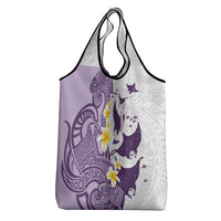 Maori Manta Ray Plumeria Deep Purple Grocery Bag
