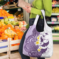 Maori Manta Ray Plumeria Deep Purple Grocery Bag