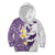 Maori Manta Ray Plumeria Deep Purple Kid Hoodie