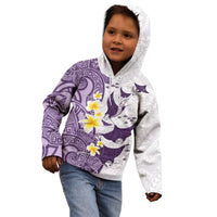 Maori Manta Ray Plumeria Deep Purple Kid Hoodie