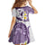 Maori Manta Ray Plumeria Deep Purple Kid Short Sleeve Dress