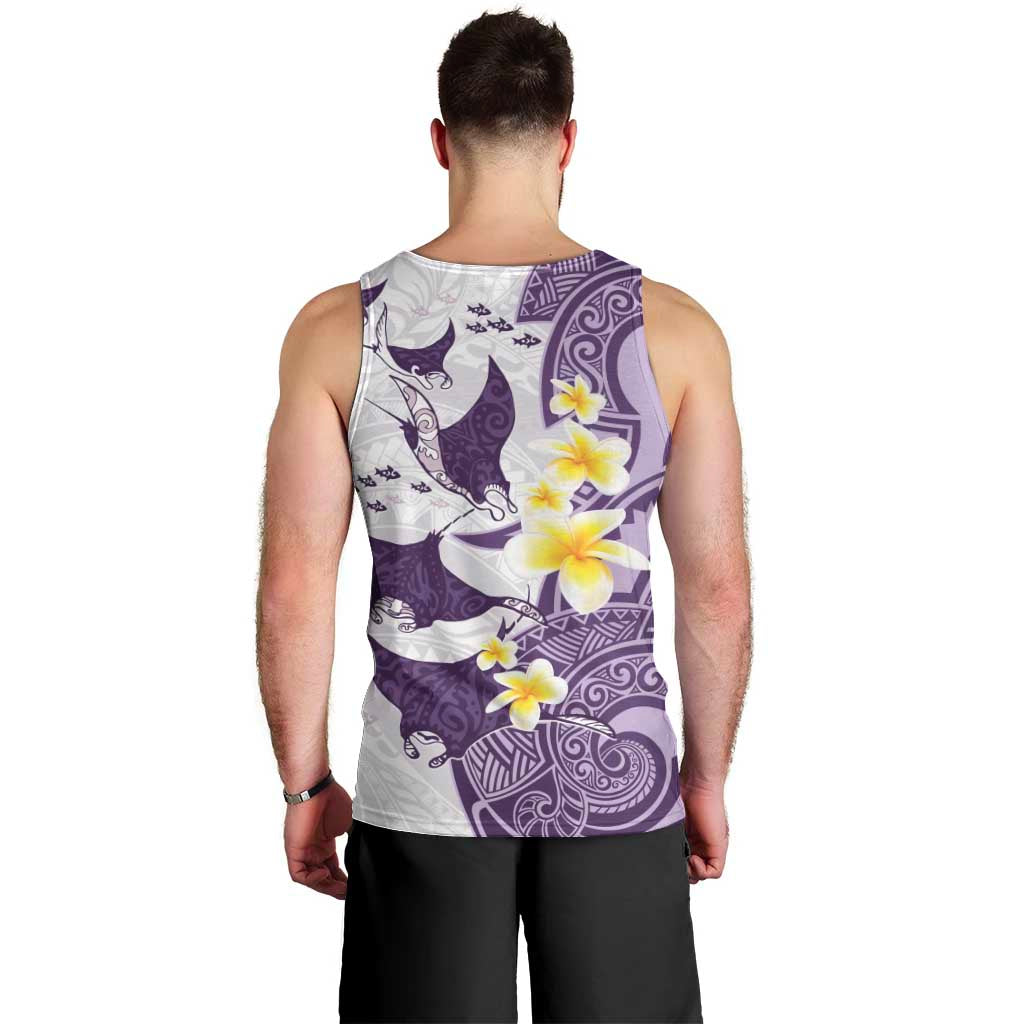 Maori Manta Ray Plumeria Deep Purple Men Tank Top