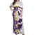 Maori Manta Ray Plumeria Deep Purple Off Shoulder Maxi Dress