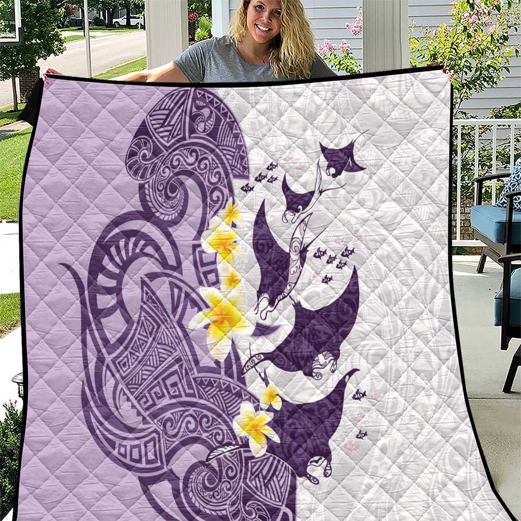 Maori Manta Ray Plumeria Deep Purple Quilt LT01 Purple - Polynesian Pride