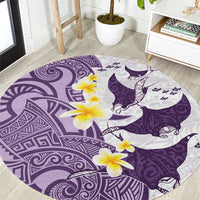 Maori Manta Ray Plumeria Deep Purple Round Carpet LT01 Purple - Polynesian Pride