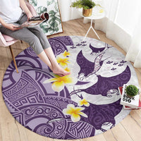 Maori Manta Ray Plumeria Deep Purple Round Carpet LT01 - Polynesian Pride