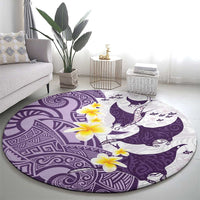 Maori Manta Ray Plumeria Deep Purple Round Carpet LT01 - Polynesian Pride
