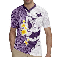 Maori Manta Ray Plumeria Deep Purple Rugby Jersey