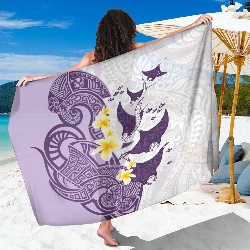 Maori Manta Ray Plumeria Deep Purple Sarong LT01 One Size 44 x 66 inches Purple - Polynesian Pride