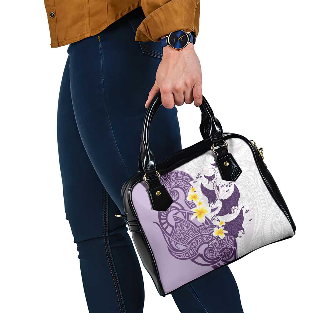Maori Manta Ray Plumeria Deep Purple Shoulder Handbag