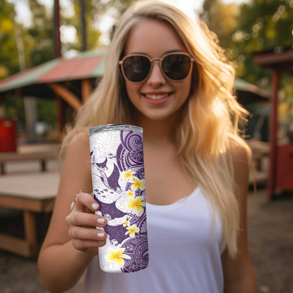 Maori Manta Ray Plumeria Deep Purple Skinny Tumbler