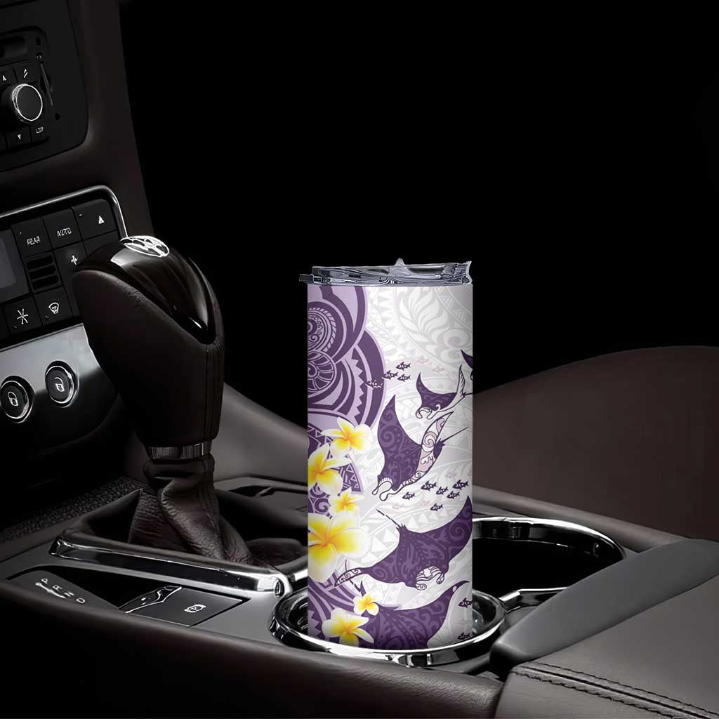 Maori Manta Ray Plumeria Deep Purple Skinny Tumbler