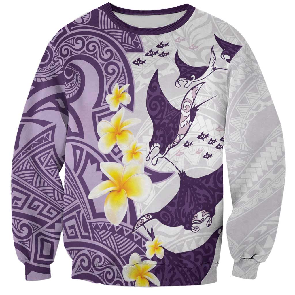 Maori Manta Ray Plumeria Deep Purple Sweatshirt