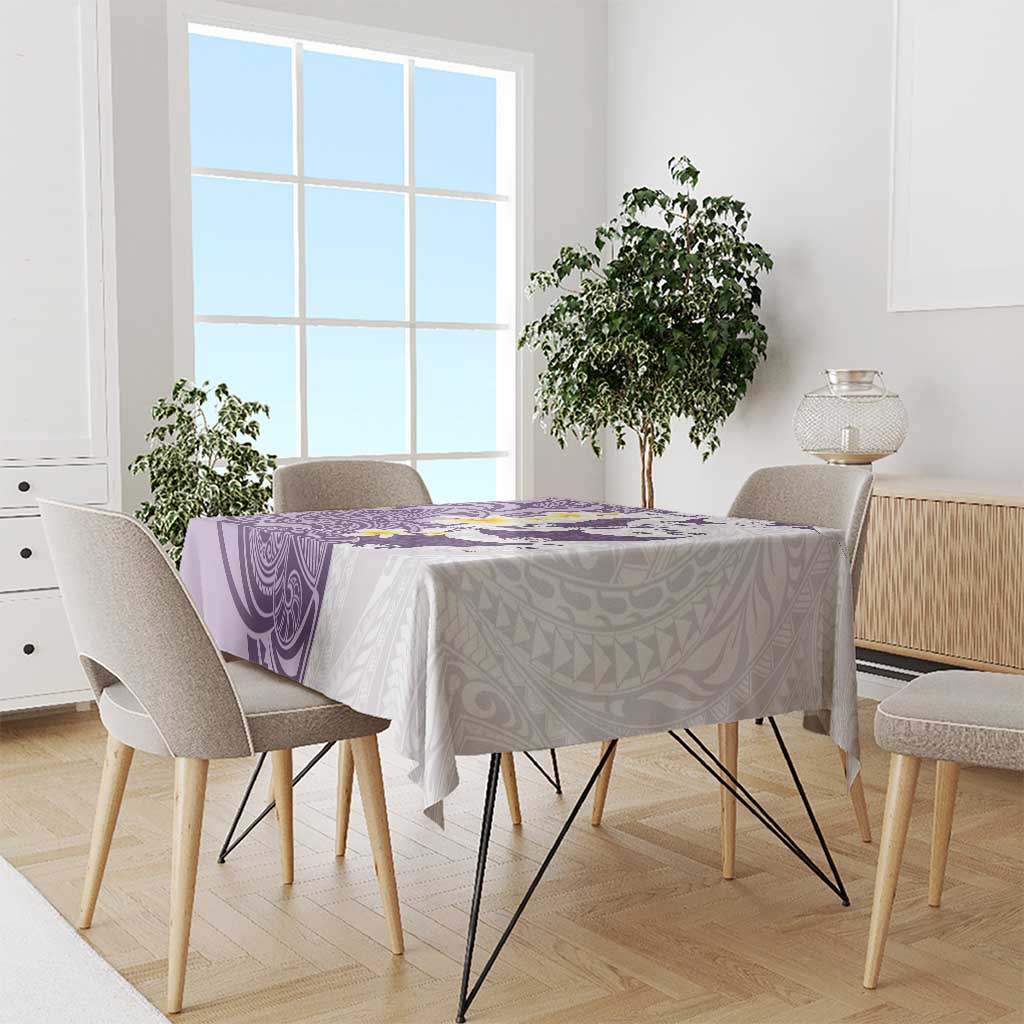 Maori Manta Ray Plumeria Deep Purple Tablecloth