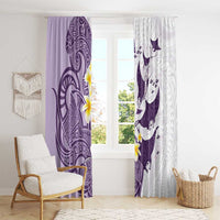 Maori Manta Ray Plumeria Deep Purple Window Curtain