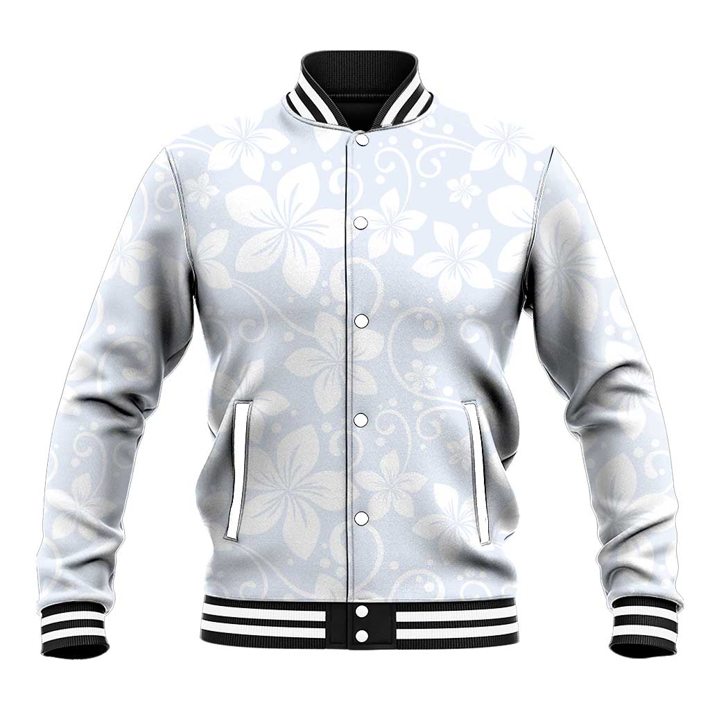 Plumeria Floral White Sunday Baseball Jacket