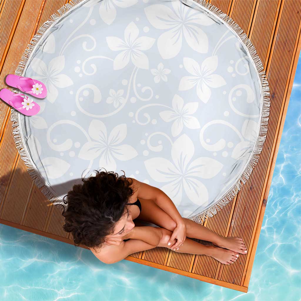 Plumeria Floral White Sunday Beach Blanket