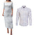 Plumeria Floral White Sunday Couples Matching Puletasi and Long Sleeve Button Shirt