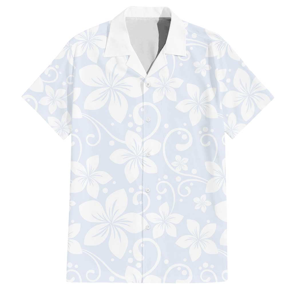 Plumeria Floral White Sunday Family Matching Long Sleeve Bodycon Dress and Hawaiian Shirt