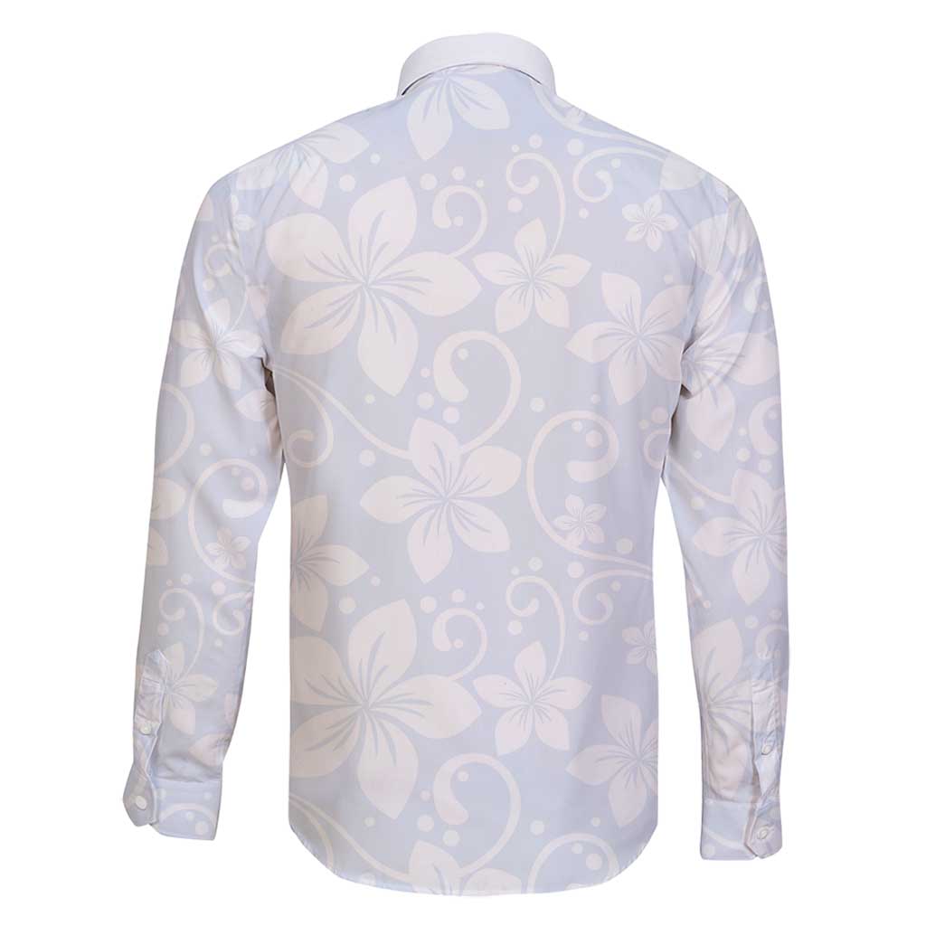 Plumeria Floral White Sunday Family Matching Mermaid Dress and Hawaiian Shirt