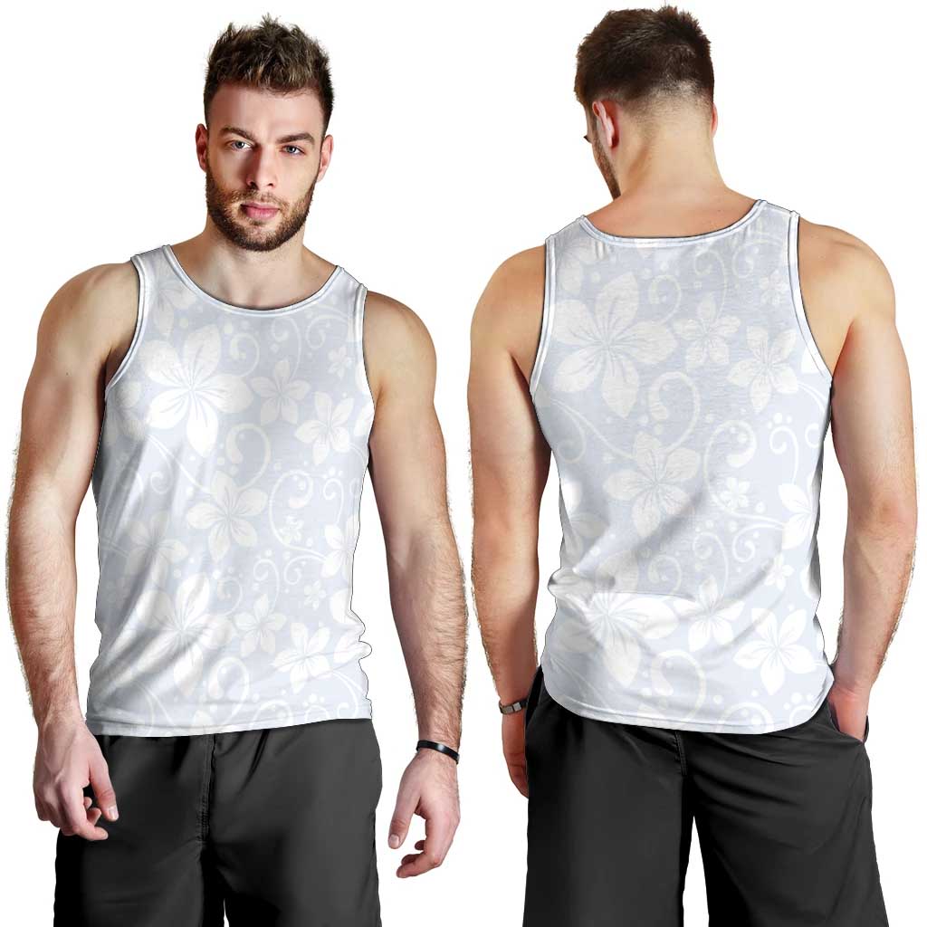 Plumeria Floral White Sunday Men Tank Top