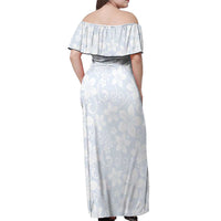 Plumeria Floral White Sunday Off Shoulder Maxi Dress