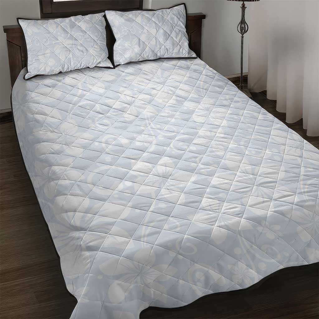Plumeria Floral White Sunday Quilt Bed Set LT01 White - Polynesian Pride