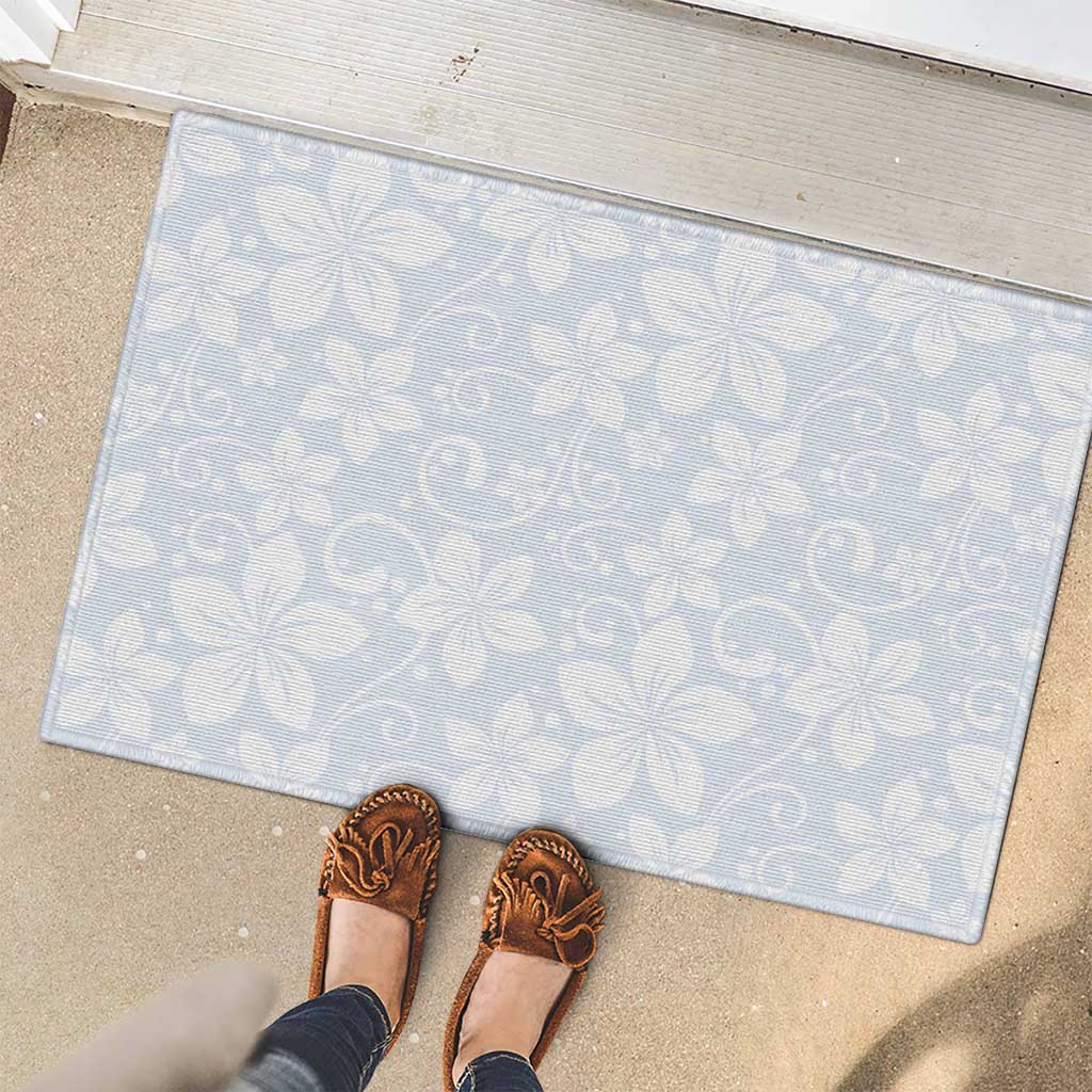 Plumeria Floral White Sunday Rubber Doormat