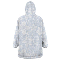 Plumeria Floral White Sunday Wearable Blanket Hoodie