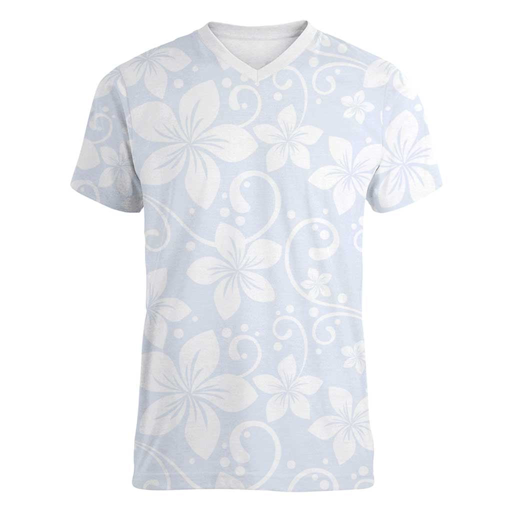 Plumeria Floral White Sunday Women V-Neck T-Shirt