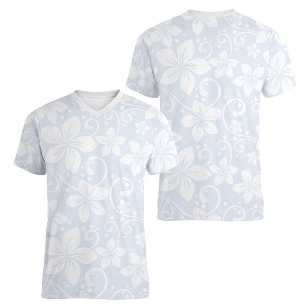 Plumeria Floral White Sunday Women V-Neck T-Shirt