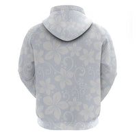 Plumeria Floral White Sunday Zip Hoodie