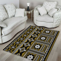 Fiji Masi Tapa Pattern Yellow Area Rug - Polynesian Pride