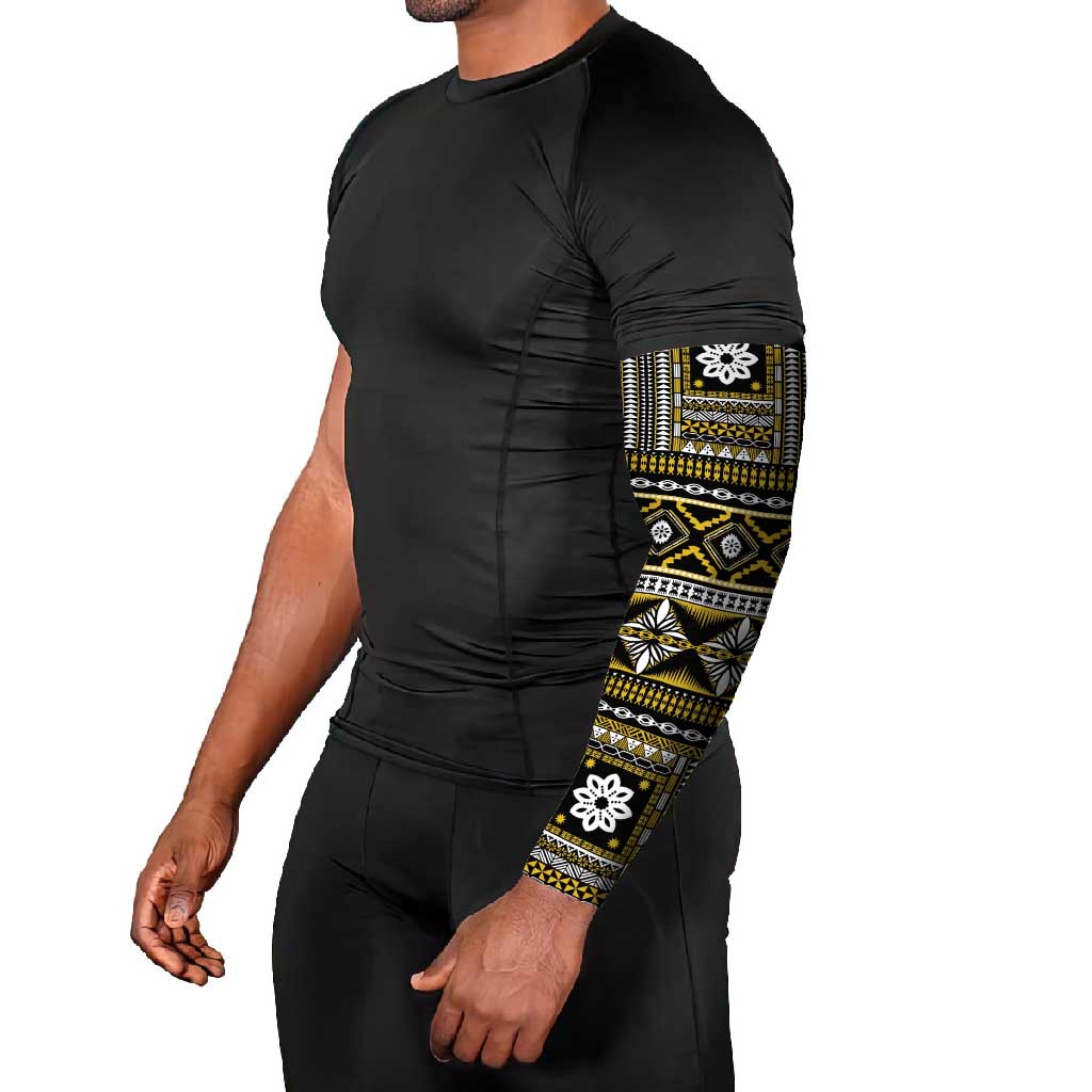 Fiji Masi Tapa Pattern Yellow Arm Sleeves - Polynesian Pride
