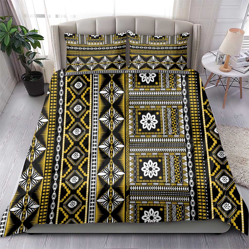 Fiji Masi Tapa Pattern Yellow Bedding Set - Polynesian Pride