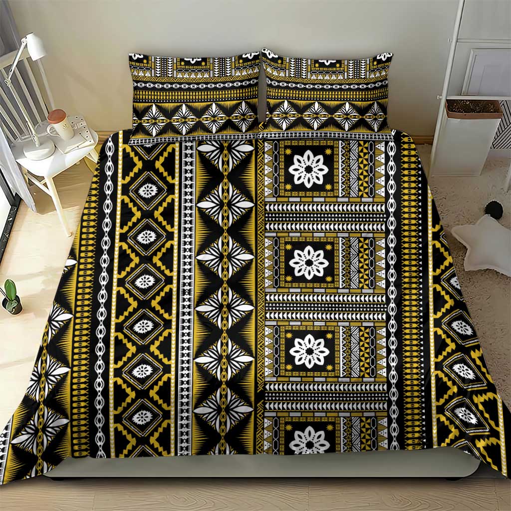 Fiji Masi Tapa Pattern Yellow Bedding Set - Polynesian Pride