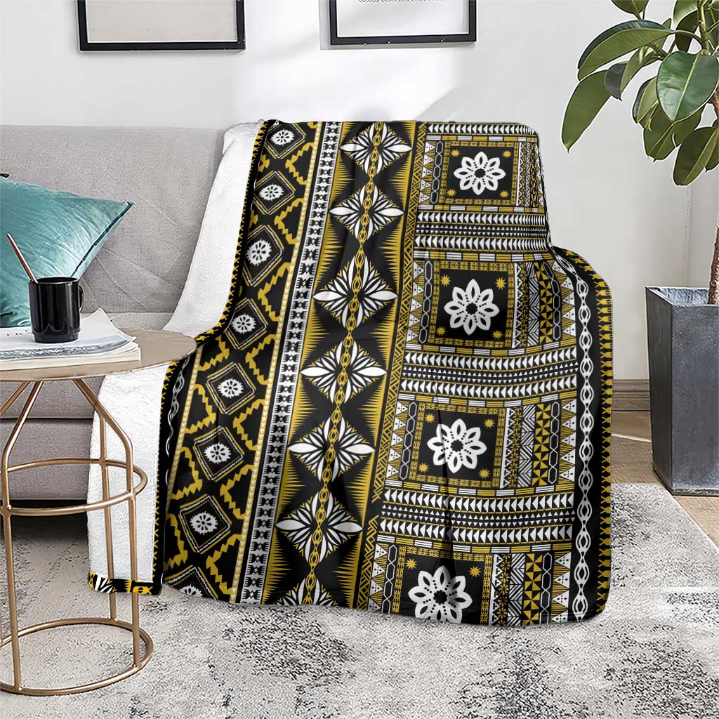 Fiji Masi Tapa Pattern Yellow Blanket - Polynesian Pride