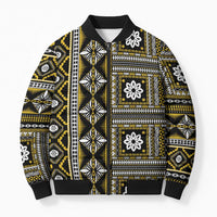 Fiji Masi Tapa Pattern Yellow Bomber Puffer Jacket - Polynesian Pride