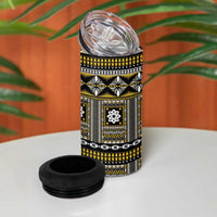 Fiji Masi Tapa Pattern Yellow 4 in 1 Can Cooler Tumbler - Polynesian Pride