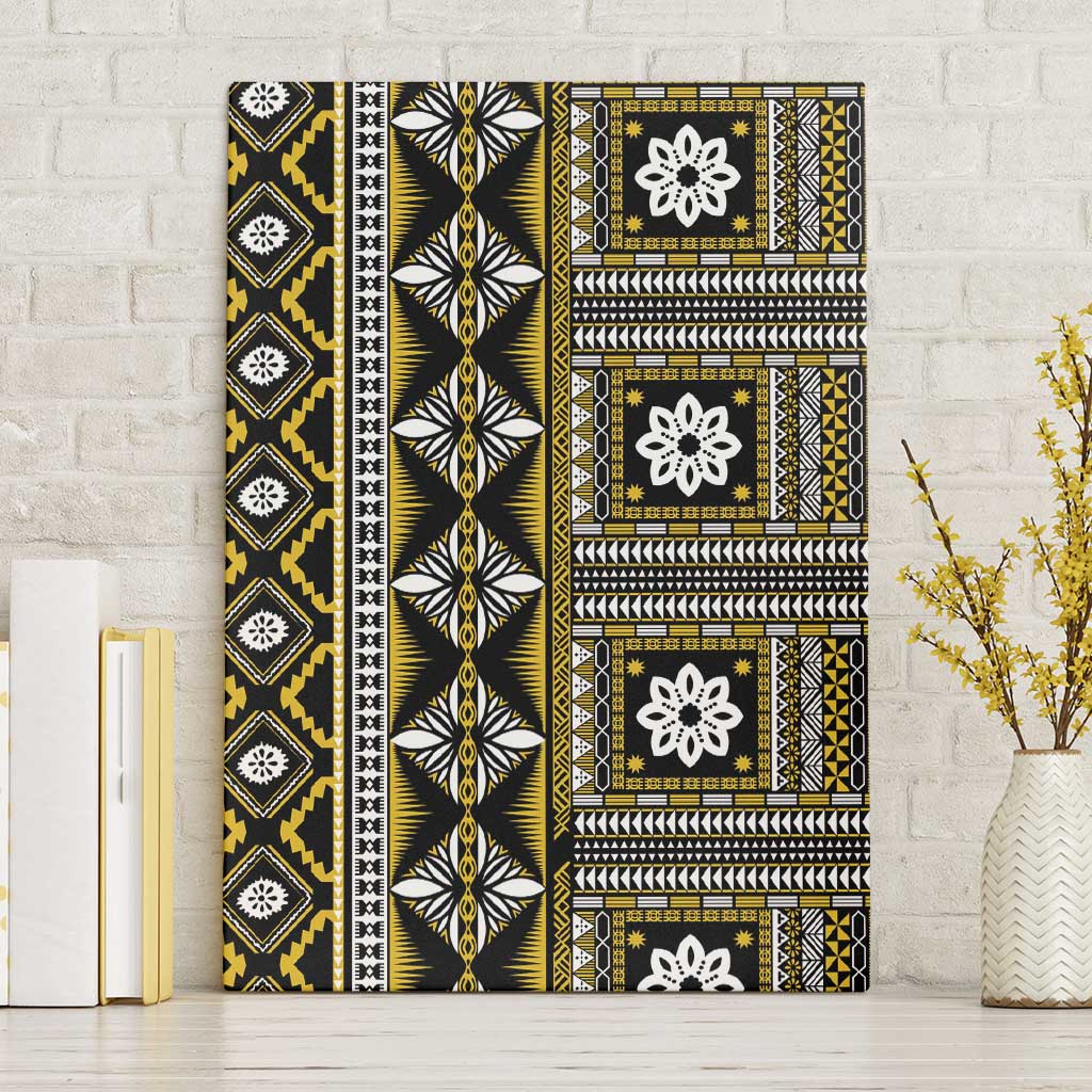 Fiji Masi Tapa Pattern Yellow Canvas Wall Art - Polynesian Pride