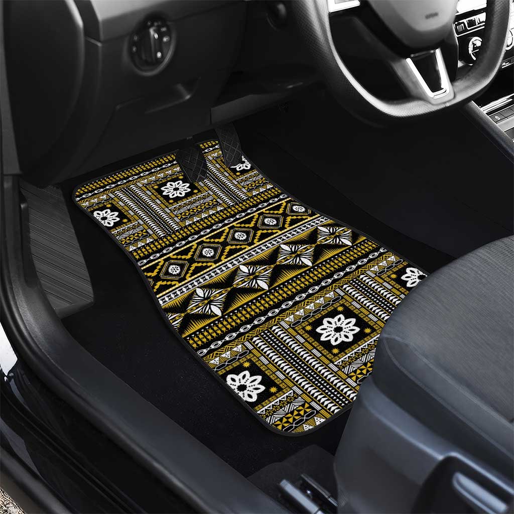 Fiji Masi Tapa Pattern Yellow Car Mats - Polynesian Pride