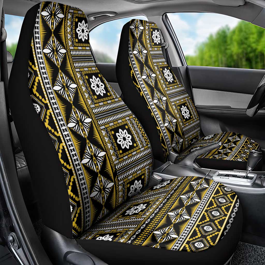 Fiji Masi Tapa Pattern Yellow Car Seat Cover - Polynesian Pride