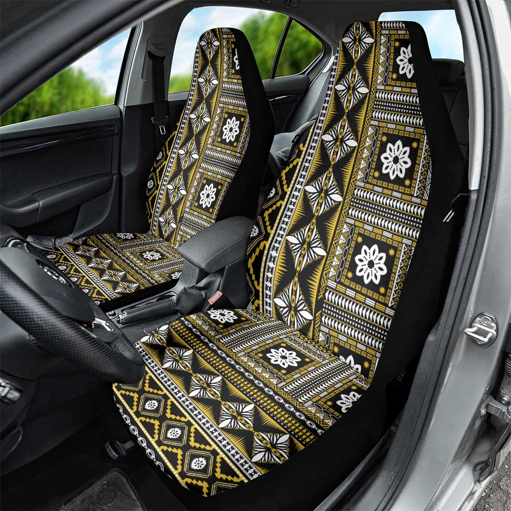 Fiji Masi Tapa Pattern Yellow Car Seat Cover - Polynesian Pride